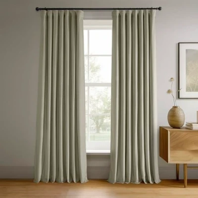 Afbeelding van HPD Half Price Drapes VPCH P Signature Verduisteringsgordijn van fluweel (1 gordijn), polyester, koel beige, 50 x 108