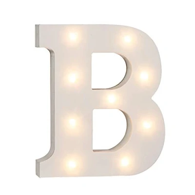 Afbeelding van Out of the Blue 57/6075 houten letter &quot;B&quot; verlicht met 9 LED lampen, werkt op batterijen, ca. 16 cm, x 3 cm