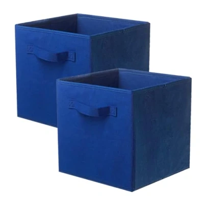 Afbeelding van PowerKing Opbergbox organizer van stof, 2 delige opvouwbare opbergdoos in kubusvorm, blauw