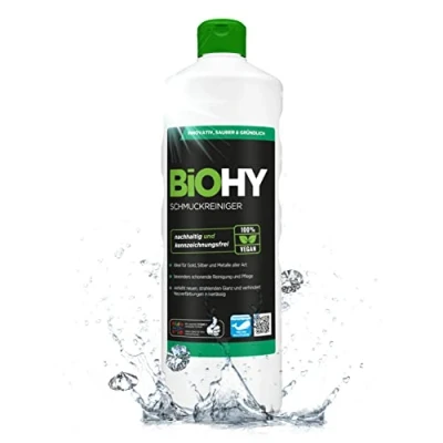 Afbeelding van BiOHY Sieradenreiniger (1 Liter Fles) ACTIEVE SCHIJNENVORMULA Concentratie voor elk ultrasoon apparaat Duurzame en milde reiniging glazen sieraden (Schmuckreiniger)