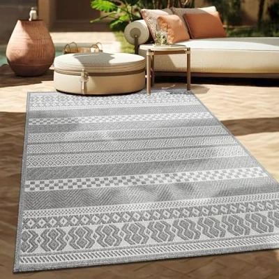 Afbeelding van Paco Home In &amp; Outdoor Vloerkleed Balkon Terras Keukenvloerkleed Modern Boho Ethno Patroon 200x280 cm