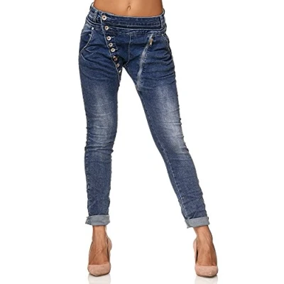 Afbeelding van Elara Dames Jeans Knoopsluiting Chunkyrayan Blauw C613MK/H F Dk.Blue 38