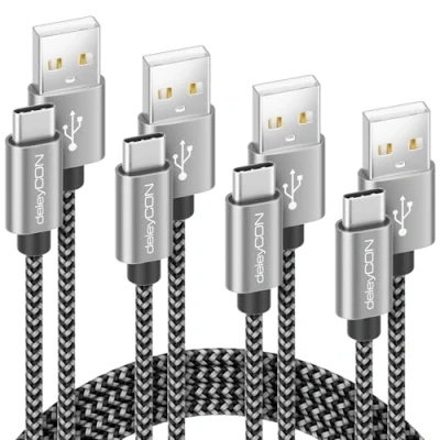 Afbeelding van deleyCON USB C Kabel SET (4 Stuks 0,5m 1m 2m 3,0m) Nylon Oplaadkabel Datakabel Type Metalen Stekker Mobiele Telefoon &amp; Smartphone Opladen Synchroniseren