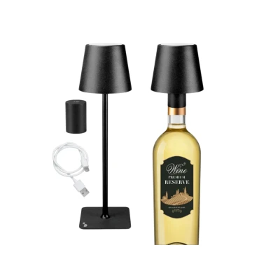 Afbeelding van BEPER P201UTP118 2in1 Draadloze Tafellamp, Bureau Touch Lamp, 1.5W, USB Oplaadbare Led Lamp voor Binnen en Buiten, Inclusief flesadapter, Zwart