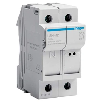 Afbeelding van HAGER ZEKERINGHOUDER L32 1 POLIG + N 25 A 2 MODULEN