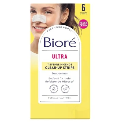 Afbeelding van Bioré Diepreinigende neus clear up strips tovernoot/witch hazel verwijdert diepzittende mee eters, verpakking van 2 stuks (2 x 6 stuks)