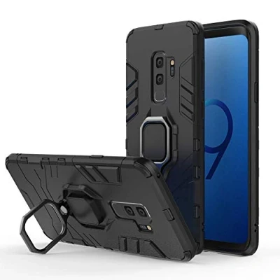 Afbeelding van Compatibel met Galaxy S9+ Hoesje, 360 Graden Ring Standaard Schokbestendige Hoes voor Samsung S9 Plus (Zwart)