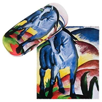 Afbeelding van VON LILIENFELD Brillenetui Art Brillenkoker Hardcase Box Stabiel Reinigingsdoek Glasses Case Franz Marc Blauw Paard