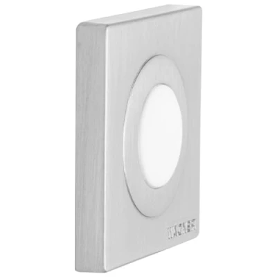 Afbeelding van WAGNER design muur deurstopper SCREW OR GLUE/schroef of lijm 30 x 9 mm, geborsteld metaal, inox look, buffer thermoplastisch rubber, wit, prijs 15515611