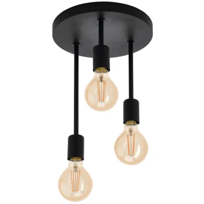 Afbeelding van Leen Bakker EGLO Plafondlamp 3lichts Wilmcote Zwart Plafondlampen Staal
