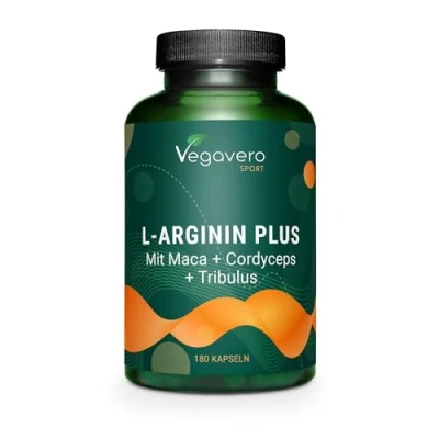 Afbeelding van Vegavero L Arginine Plus 180 capsules Basis met Maca, Cordyceps, Tribulus, Zink BOOSTER voor actieve mannen Hoge dosering VEGAN &amp; zonder toevoegingen