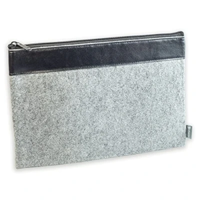 Afbeelding van Banktas van vilt grijs portemonnee make up tas stiftenetui tablettas documententas DIN A5