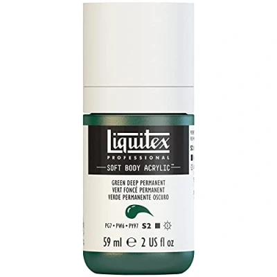 Afbeelding van Liquitex 1959350 Professional Acrylfarbe Soft Body Künstlerfarbe in cremiger deckender Konsistenz, hohe Pigmentierung, lichtecht &amp; alterungsbeständig, 59ml Flasche Dunkelgrün Permanent