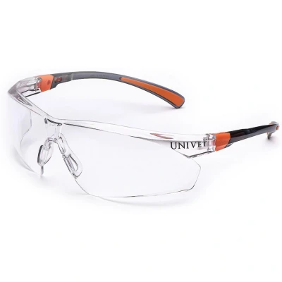 Afbeelding van Univet, Veiligheidsbril + gelaatsscherm, 506 UP EN 166, 170 Poten zwart/oranje polycarbonaat
