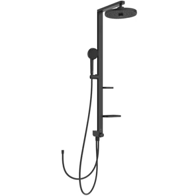 Afbeelding van Ideal standard alu ceraflow douchesysteem zonder douchekraan met hoofdd m 2 straalsoorten 26cm handdouche 10cm silk black bd58