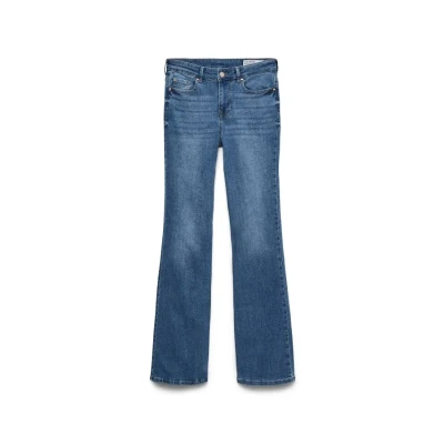 Afbeelding van Vero Moda Vmflash Flared Pocket Jeans, Dames, Maat: XSx30, Medium blue denim
