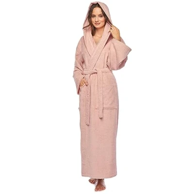 Afbeelding van Astra Damesbadjas met capuchon, 100% Katoenen, Dames Maat: XL lang, Unisex L Poederroze