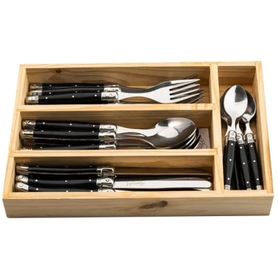 Afbeelding van Laguiole Style de Vie Bestekset Couvert Premium Line Zwart 24 Delig