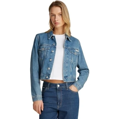 Afbeelding van Calvin Klein Jeans J20J224542 Trucker JACKET Dames Cropped 90&#039;S Denim (Denim Medium), L, L