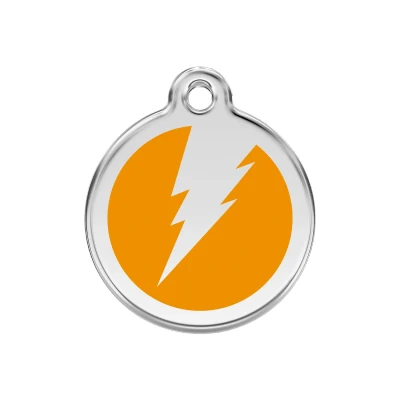 Afbeelding van Flash Orange roestvrijstalen hondenpenning medium/gemiddeld dia. 3 cm RedDingo