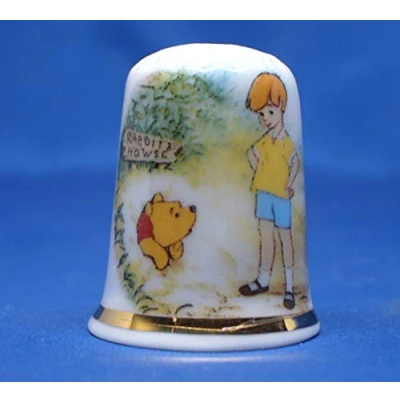 Afbeelding van Birchcroft Porselein China Collectible Vingerhoedje Christopher Robin ontmoet Winnie de Poeh