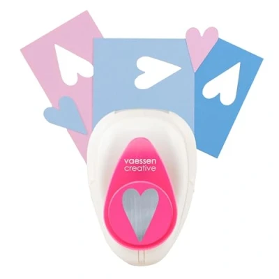 Afbeelding van Vaessen Creative Ambachtelijke papierpons, klein, lang hart, voor doe het zelf projecten, scrapbooking en kaarten maken, meerkleurig 6,5 x 4,5 4,4 cm
