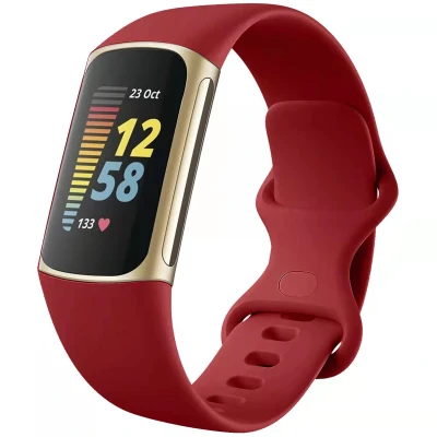 Afbeelding van Siliconen bandje voor de Fitbit Charge 5 / 6 Maat S Rood iMoshion En TPU (zacht)
