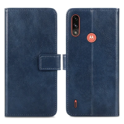 Afbeelding van Motorola Moto E7i Power Hoesje Kunstleder iMoshion Bookcase Donkerblauw Telefoonhoesje