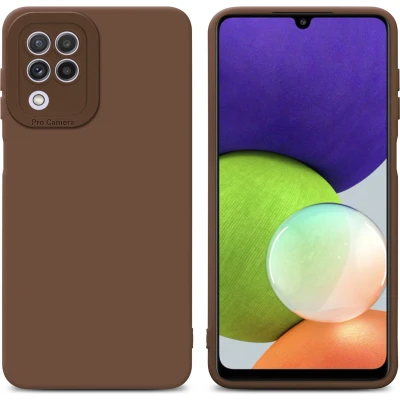 Afbeelding van Cadorabo Hoesje geschikt voor Samsung Galaxy A22 4G in FLUID BRUIN Beschermhoes TPU silicone Cover Case