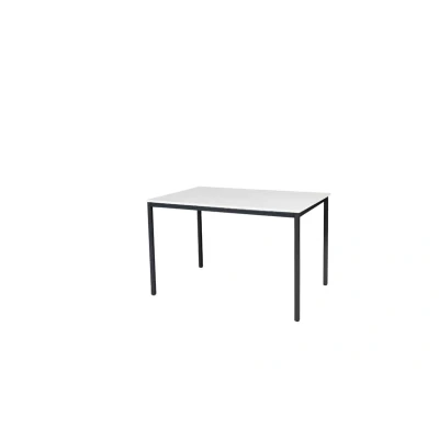 Afbeelding van Domino Basic bureautafel, vaste hoogte met 120x80cm krijtwit 25mm blad en zwart (RAL9005) 4 poot frame