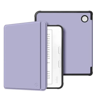 Afbeelding van Fintie Hoes voor Tolino Vision Color (2024) / Kobo Libra 7 inch eReader Superlicht Soft TPU Achterkant Cover Beschermhoes met Auto Sleep Waak en Magneetsluiting, Pastel Paars