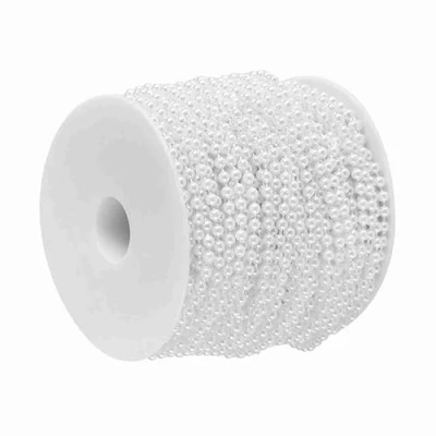 Afbeelding van Zerodis Kunstparels kralensnoer kunstparel parelslinger voor armband gordijn bruiloft Kerstmis decoratie beige wit 40 m/rol 4 mm (wit)