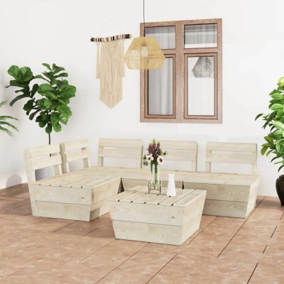 Afbeelding van 5 delige Loungeset pallet geïmpregneerd vurenhout