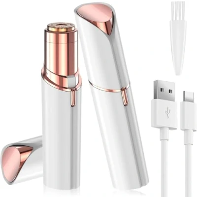 Afbeelding van Vexloria Gezichtshaarverwijderaar voor vrouwen, USB, elektrische ontharing dames, met ledlicht, pijnvrij gezichtsscheerapparaat, trimmer lichaam, gezichtshaar, lippen, kin