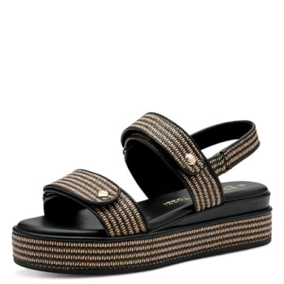 Afbeelding van Marco Tozzi Dames 2 28718 44 sleehaksandalen, Black Comb, 36 EU, Com., EU