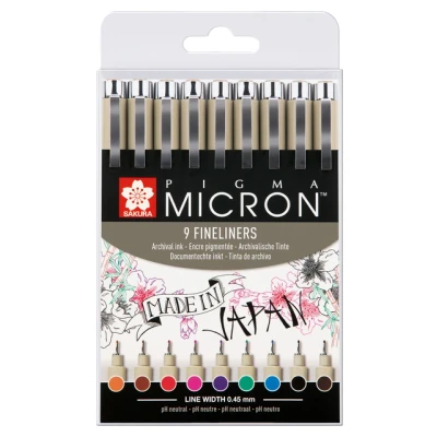 Afbeelding van Fineliner Sakura Pigma Micron assorti etui à 9 stuks