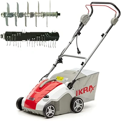 Afbeelding van IKRA Elektrische Verticuteermachine Gazonbeluchter IEVL 1738, opvangbak 50 l, werkbreedte, 38 cm, werkdiepte instelbaar, grijs/rood/zwart