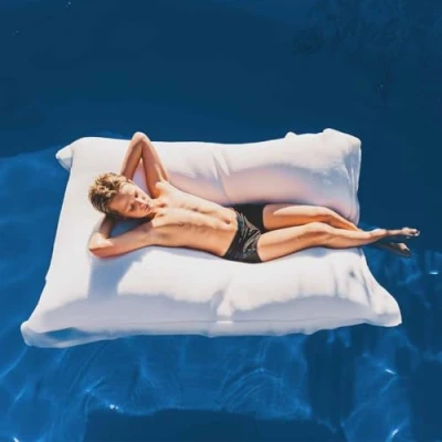 Afbeelding van LiveDeco XXL Reuzenpoef Afneembare Hoes, Drijvend voor Zwembad, Wit POOL BiG52