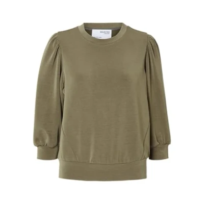 Afbeelding van Selected Femme Tenny 3/4 NOOS Sweater, Dames, Maat: 42, Khaki