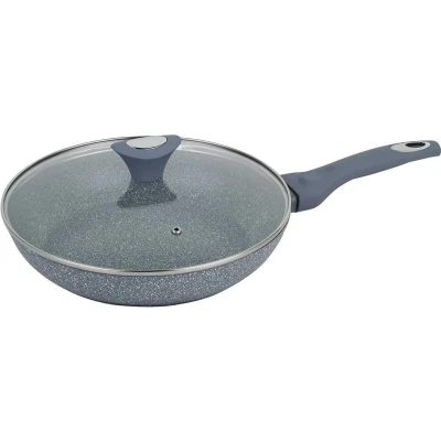 Afbeelding van Klausberg 7318 koekenpan met deksel 28 cm Marmer coating Alle warmtebronnen
