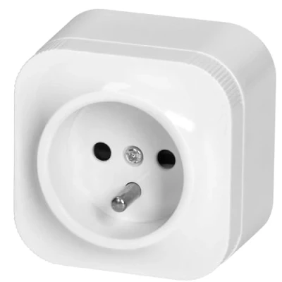 Afbeelding van Miratic Stopcontact 2 x polig + Aarde Type E Opbouw met Glanzende Afwerking 16A/230VAC IP20 Soket voorVeilige en Betrouwbare Stroomvoorziening stekkerdoos
