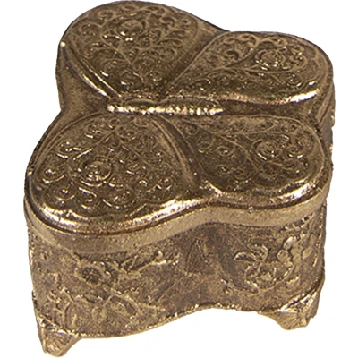 Afbeelding van Clayre &amp; Eef Sieradendoos Vlinder 6x5x3 cm Goudkleurig Kunststof Juwelendoos