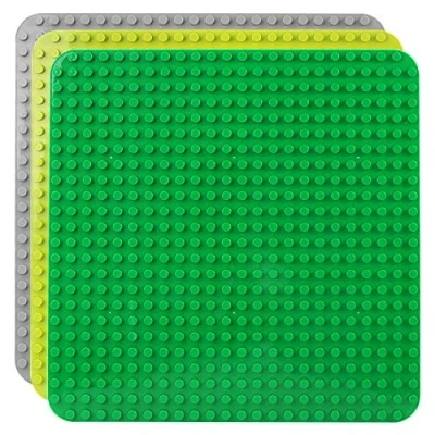 Afbeelding van Celawork grote bouwplaat, compatibel met Duplo platen, grondplaat, 38 x cm, platenset voor creatief spelen, educatief speelgoed (groen, grijs, lichtgroen), 18 maanden en ouder