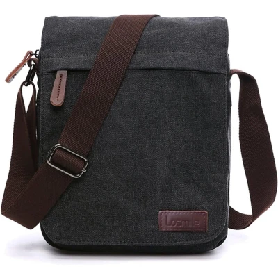 Afbeelding van Schoudertassen voor heren, canvas schoudertassen, laptoptas, schooltas, school en werk, mannen vrouwen.