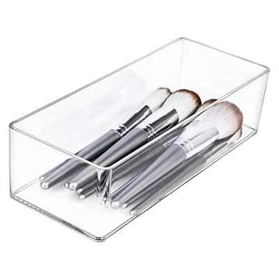 Afbeelding van JessLab Lade Organizer, 1 Compartiment Acryl Make up Organizer Cosmetische Opslag Sieraden Display voor Bureau Kledingkast Badkamer Ijdelheid Aanrecht Transparant