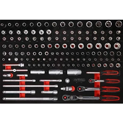 Afbeelding van KS Tools 811.1142 1/4&#039;&#039; + 3/8&#039;&#039; dopsleutelset in schuimrubberinleg, 142 dlg