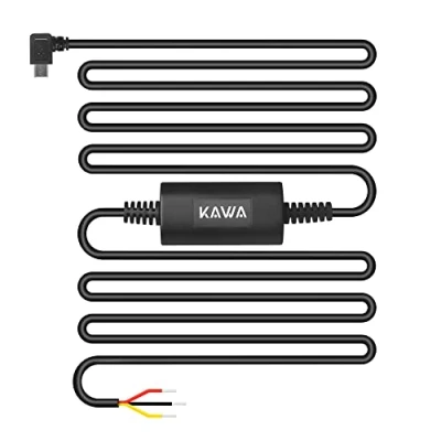 Afbeelding van KAWA Dashcam Auto Hardwire Kit, Micro USB 11ft Hard Wire Kit für Dashcam, konvertiert 12V 24V, 24H Parking Monitor Modus, Unterspannungsschutz. Kompatibel mit D5 D6.