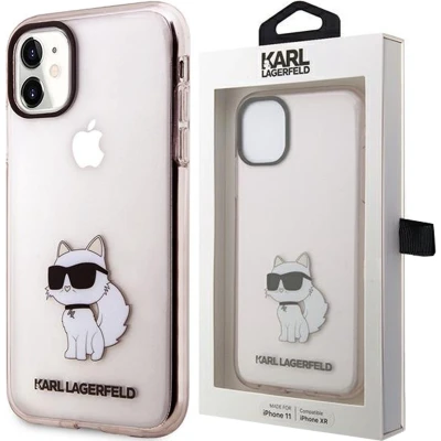 Afbeelding van Karl Lagerfeld KLHCN61HNCHTCP hoesje voor iPhone 11 / Xr roze Ikonik Choupette
