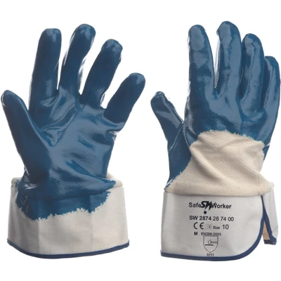Afbeelding van SafeWorker SW 2874 KATOEN NITRILE HALF GECOAT 01070098 12 stuks Een Kleur