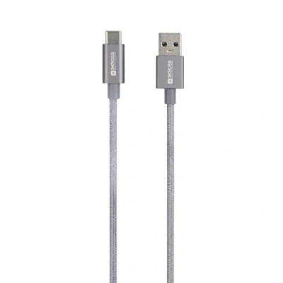 Afbeelding van Skross USB kabel 3.2 Gen1 (USB 3.0 / 3.1 Gen1) A stekker 1.20 m Space grijs Rond, Flexibel, Stoffen mantel SKCA0012A C120CN